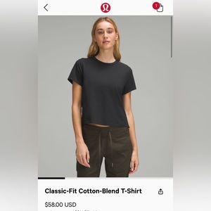 Lululemon classic fit cotton tee, black, size 8